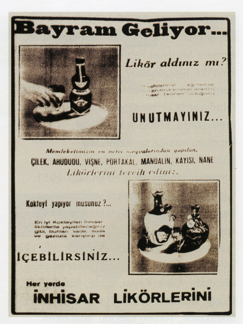 Gazeteye verilen likör reklamı