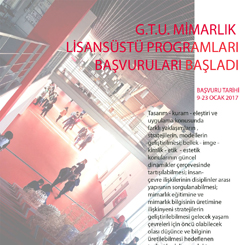 GTÜ Mimarlık Lisansüstü Programları Başvuruya Açıldı