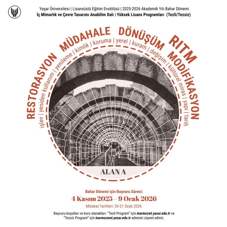 Yaşar Üniversitesi İç Mimarlık ve Çevre Tasarımı Anabilim Dalı Yüksek Lisans Programları 