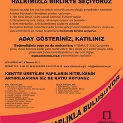 'Kentlimiz Mimarlıkla Buluşuyor: Güzel Mimari Eserleri Halkımızla Birlikte Seçiyoruz'