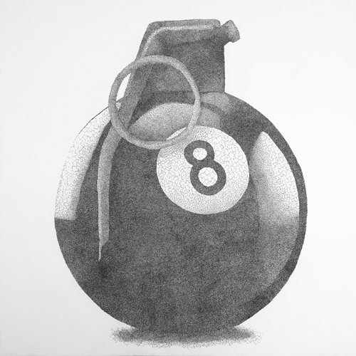 Abdurrahman Ateş, big bang, tuval üzerine mürekkep, 90 x 90 cm, 2016
